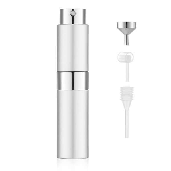 Påfyllningsbar Parfymsprayflaska 8ml, Silver, Mini Reseatomizer, Läckagesäker Aluminium & Glas