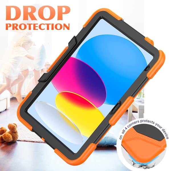 Robust silikon PC-surfplattefodral med stativ för iPad 10:e generationen 10.9\" 2022, orange camouflage colour