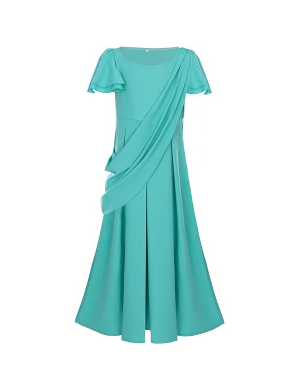 Athena Cosplay -asu, vihreä pitkä mekko, Vapaudenpatsas, lasten ja aikuisten koot