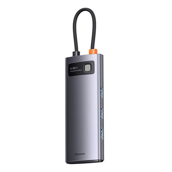 USB C-hub 4-i-1, USB 3.0-adapter, 4x USB 3.0-porter, metall, kompakt