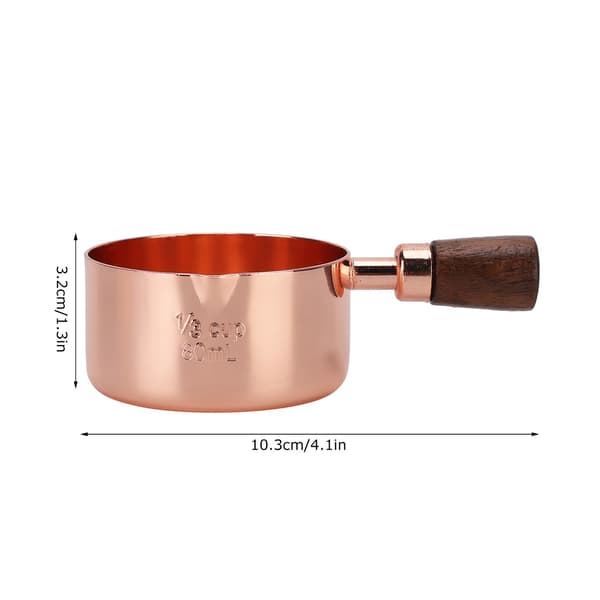 Roségull rustfri stålkasserolle med trehåndtak, 1/3 kopp, til matlaging