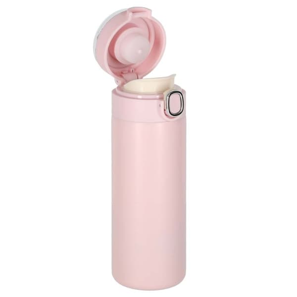 LED Termokopp, 420 ml, Rosa, Isolert Reisekopp i Rustfritt Stål