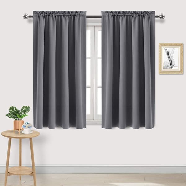 100 % mörkläggningsgardiner, svart siden, värmeisolering och energibesparing, sovrum kök Width 140 high 240cm-Grey