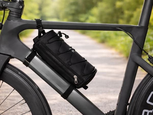 Cykelstyrstaske, Sort, Vandafvisende Polyester, Opbevaring til Telefon og Pung, Justerbar Rem