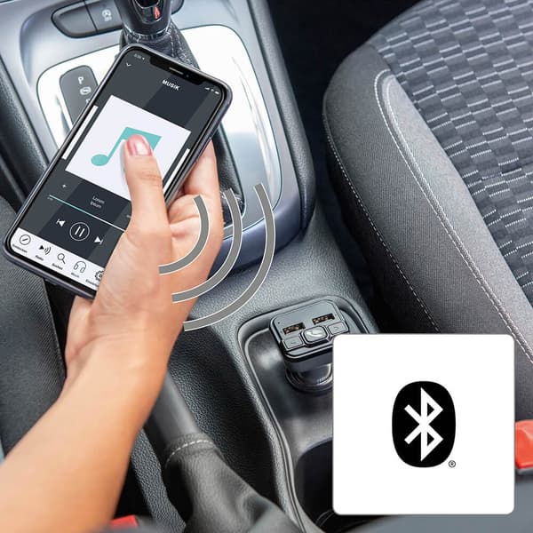 Bluetooth FM-sändare, handsfree-bilsats, QC 3.0 USB-laddare