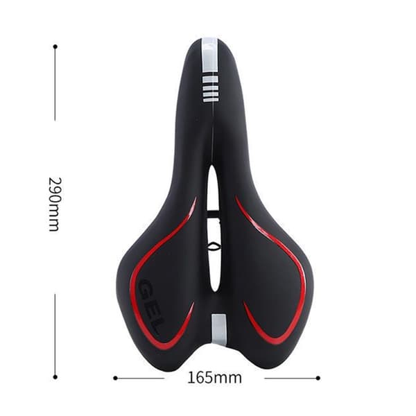 Cykelstol Silikone Gel Polstring, Sort Rød, Komfortabel Universal Pasform til Mountain Road Cruiser
