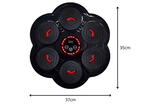 Boksetræner med musik, Bluetooth, LED, hastighedsniveauer, USB genopladelig, inklusive handsker
