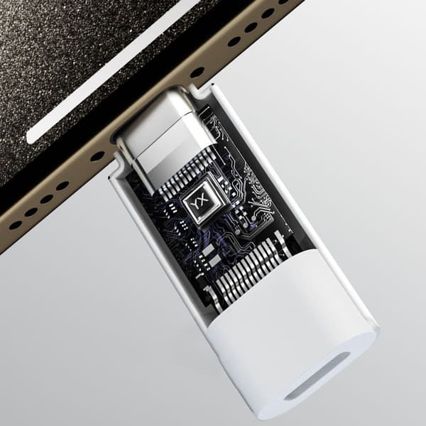 Lightning hunn til USB-C hann lydadapter, HiFi-lyd og samtale, hvit, kompatibel med Huawei Samsung Apple