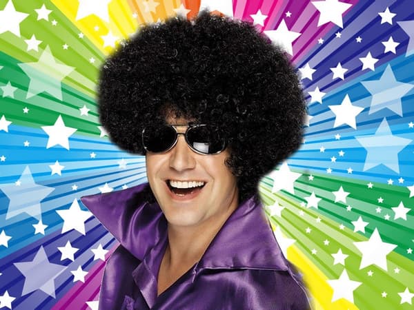 Krusset Disco Paryk, Sort, One Size, til Fest Karneval Tema Kostume