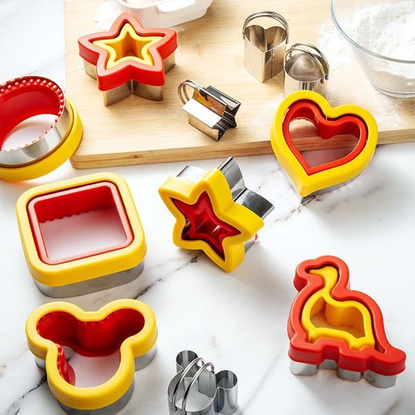 Lomme-sandwich skjæreform, rustfritt stål, gul, brød toast kjeks kutter, preging