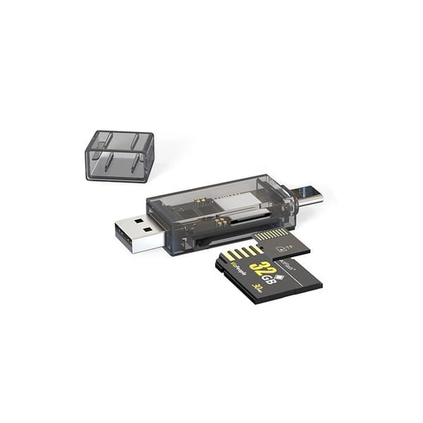 Typ-C USB Dubbel Kortläsare, SD TF Minneskortadapter, Höghastighetsdataöverföring, Plug and Play