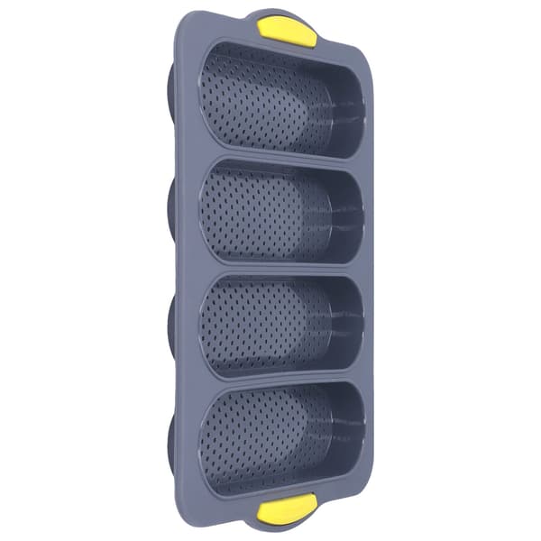 Silikone Baguetteform, 4 Riller, Lysegrå, Non-Stick Brødbageform