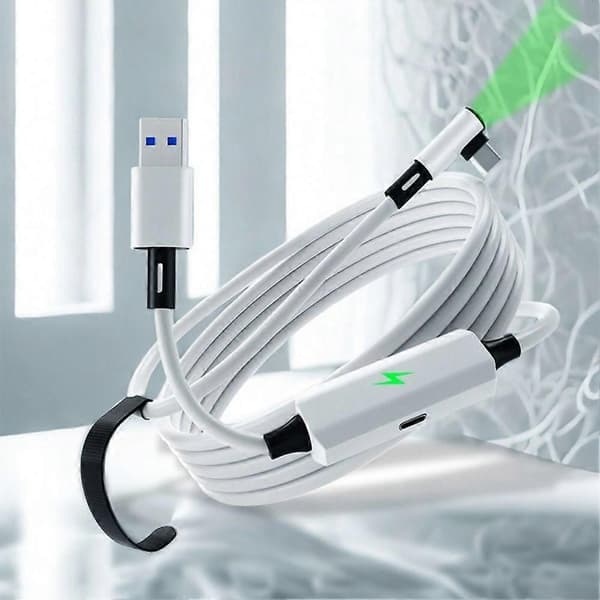 USB3.2 Gen1 VR Link-kabel med lett USB til C-ladekabel for dataoverføring 5 Gbps for Meta Quest 3/3S/Pico 4