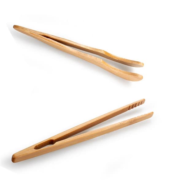 Brödtång i bambu, 18 cm trä-brödtång för matlagning, ost, bacon, bröd