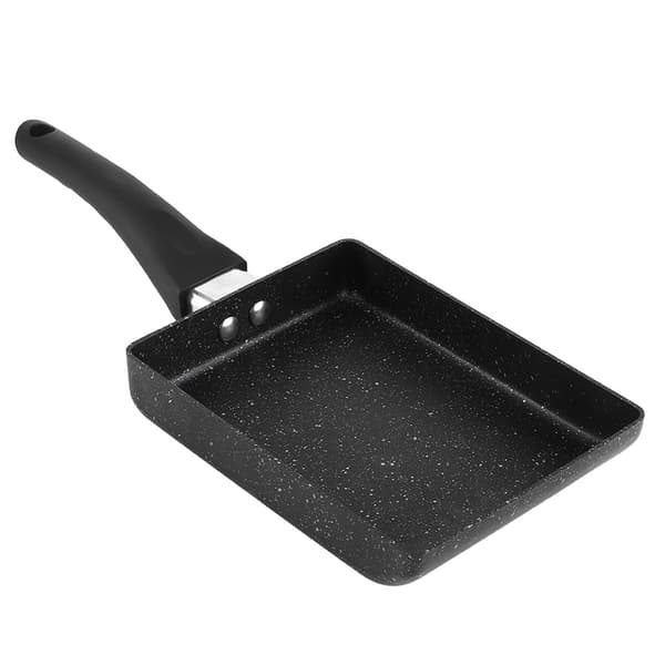 Tamagoyaki non-stick stekepanne, rektangulær, svart, omelettpanne med plasthåndtak