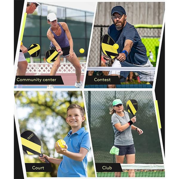 Pickleballset, 2 glasfiber-racketar, 4 bollar & bärväska, flerfärgad