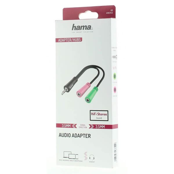 3,5 mm lydadapter, 4-pins til 2x 3-pins jack, 0,15 m, HiFi Stereo