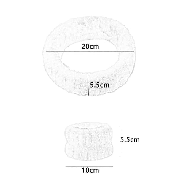 Genanvendeligt Spa Pandebånd Håndledsvaskebånd Ansigtsvask Sæt Inkluderer 1 Mikrofiber White