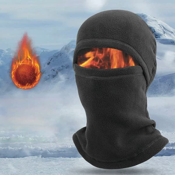 Skimaske Balaclava til koldt vejr, sort, polyester, vindtæt, til skiløb snowboarding