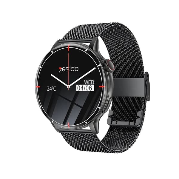 Smartwatch med Bluetooth-opkald, sundhedsmonitor, dobbeltrem, zinklegering, sort