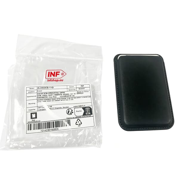 Magnetisk korthållare för iPhone 12/13-serien, PU-läder, svart