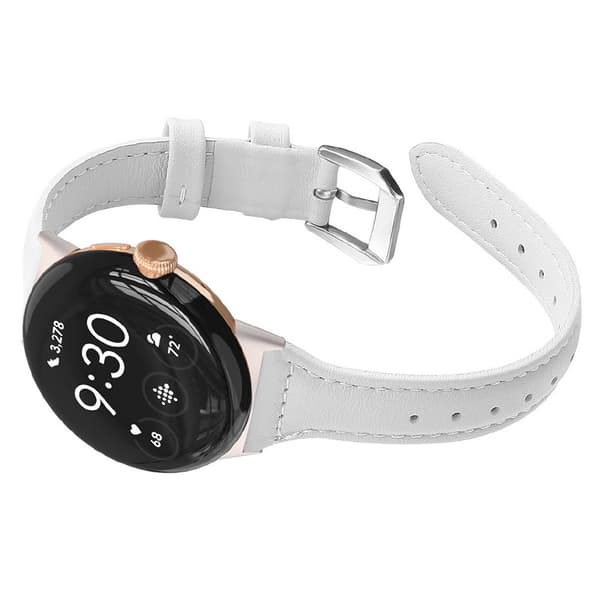 Ægte læderurrem til Google Pixel Watch 3 45mm, hvid, premium okselæder