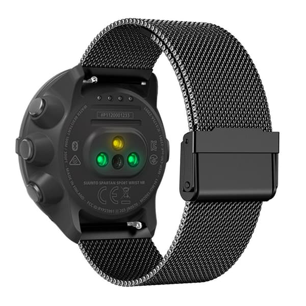 Urrem i rustfrit stål til Suunto 9 Baro/7/D5/Spartan, Milanese Loop, Sort, 24mm