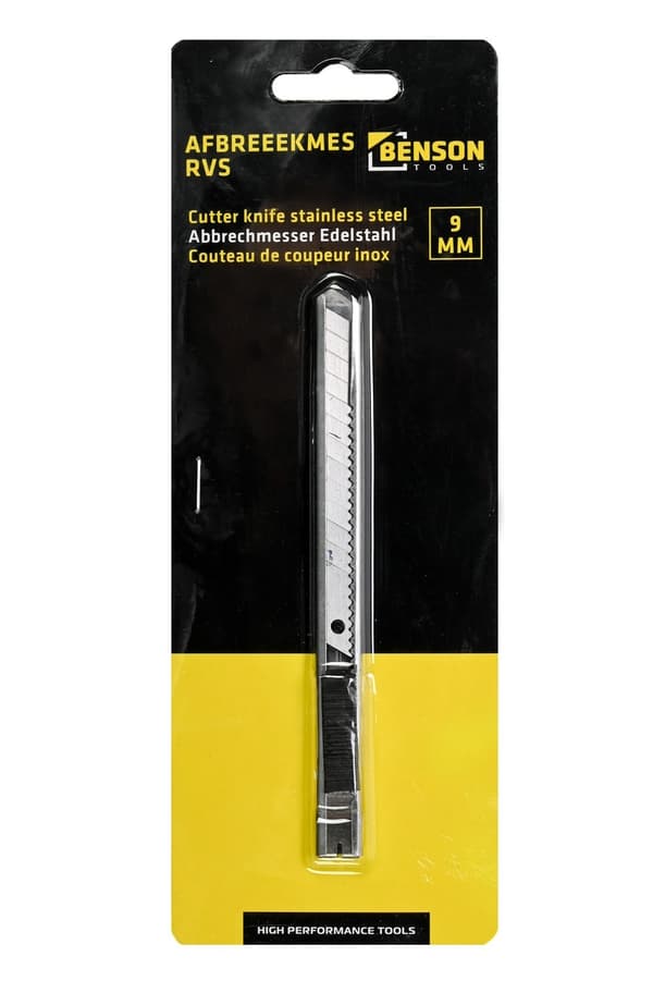 Hobbykniv 9mm, rustfrit stål, udtrækkelig, autostop, til skæring