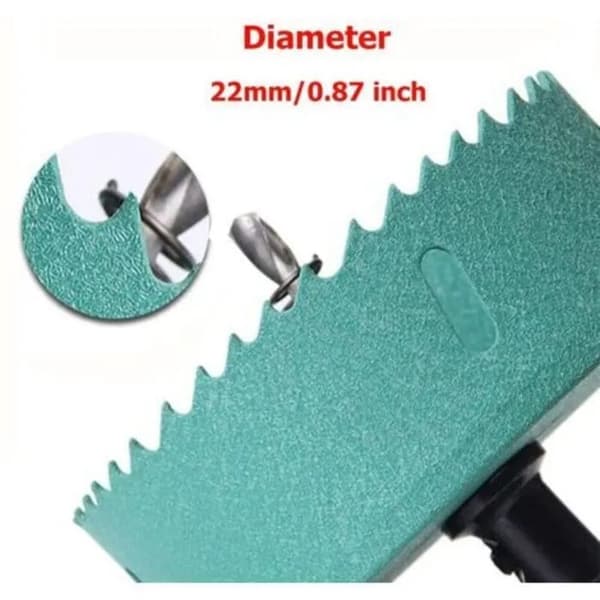 22mm Bi-metall hullsag, kraftig kutter for tre, metall, rustfritt stål, plast