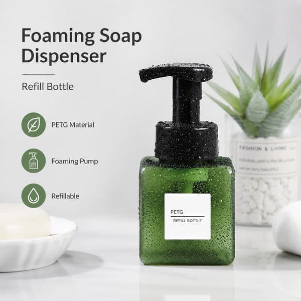 Skummande Tvålpumpflaska, 650ml, Mörkgrön, Tryckpump, Bärbar Resa