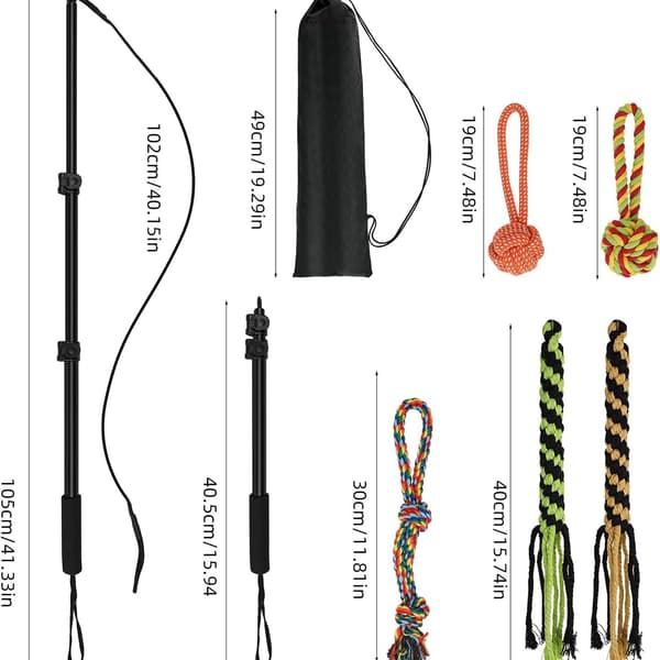 Infällbar hundleksak med retsticka, interaktiv hundleksak i bomullsrep, 102 cm