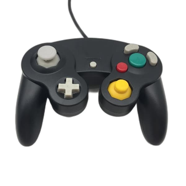 Shock kablet spilcontroller til Nintendo Gamecube GC Wii - Retro klassisk USB-controller, sort (demo, mindre ridser)