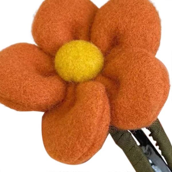 Hårklype med stor blomst for høst og vinter, elegant hodeplagg for sommerdamer og kvinner Orange