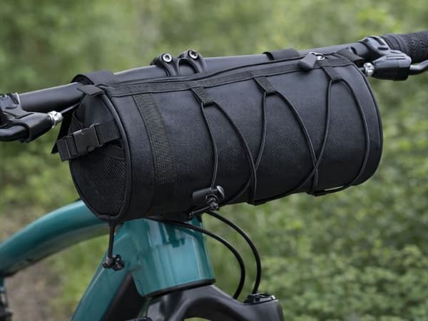 Cykelstyrstaske, Sort, Vandafvisende Polyester, Opbevaring til Telefon og Pung, Justerbar Rem