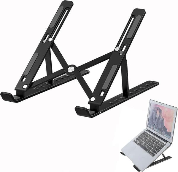 Laptopställ, 10-stegs justerbart laptopställ, hopfällbart ventilerat laptopställ