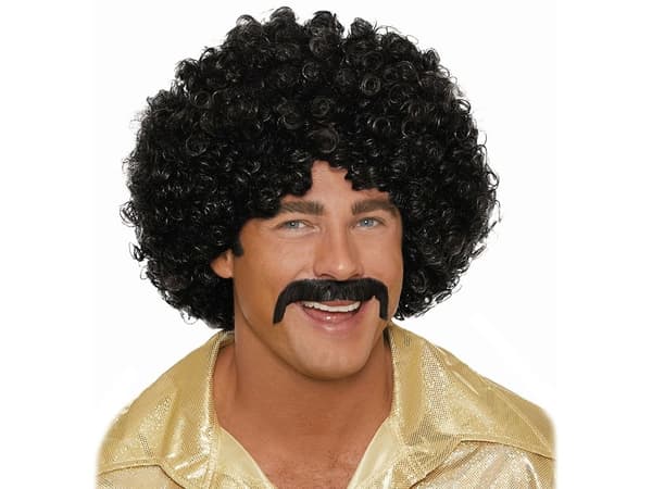 Krusset Disco Paryk, Sort, One Size, til Fest Karneval Tema Kostume