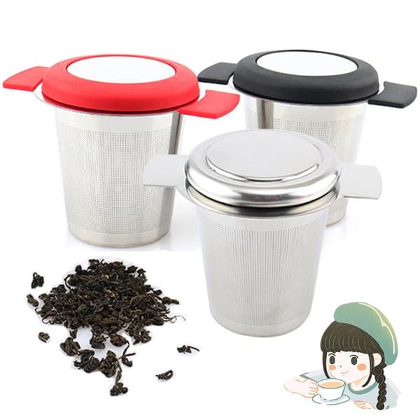Silikone te-infuser, si i rustfrit stål, varmebestandig, sort