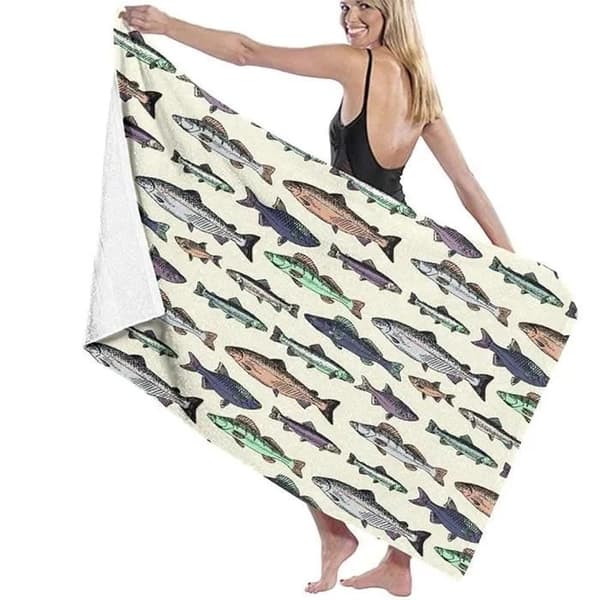 3D Digital Print Badehåndklæde 70x100cm, Blød Mikrofiber, Hurtigtørrende, Håndtegnet Design