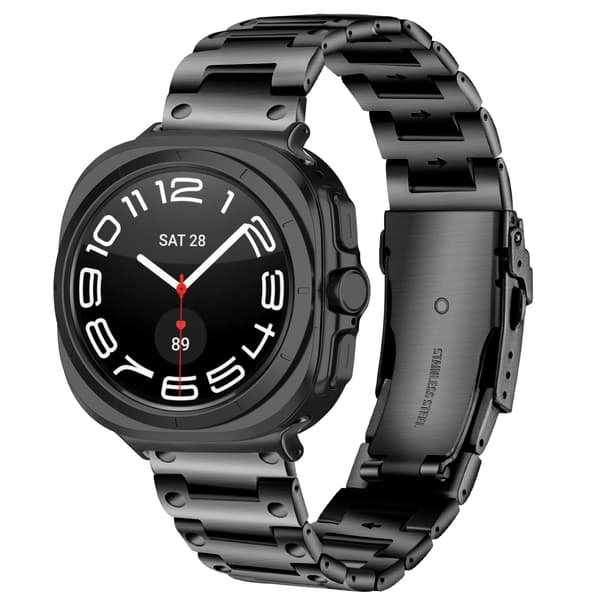 Urrem i rustfrit stål til Samsung Galaxy Watch Ultra 47MM, sort, 316L, justerbart spænde