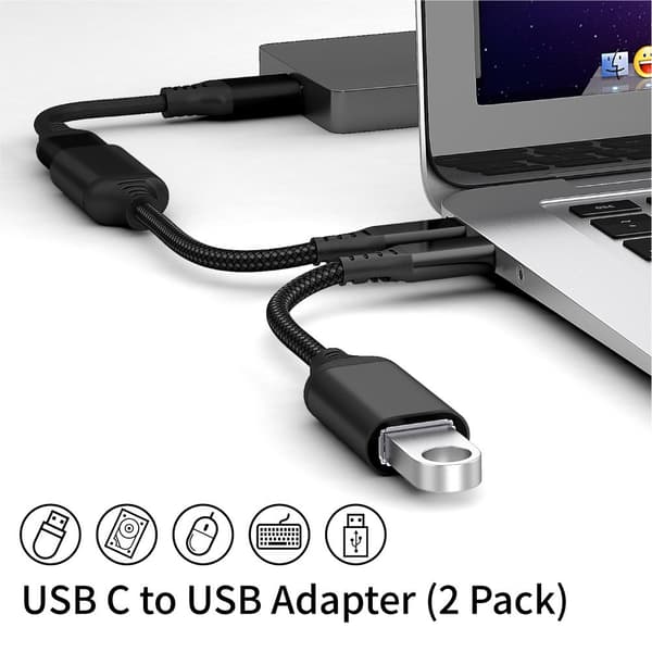USB-C till USB 3.0-adapterkabel 5 Gbps, svart, 20 cm, aluminium
