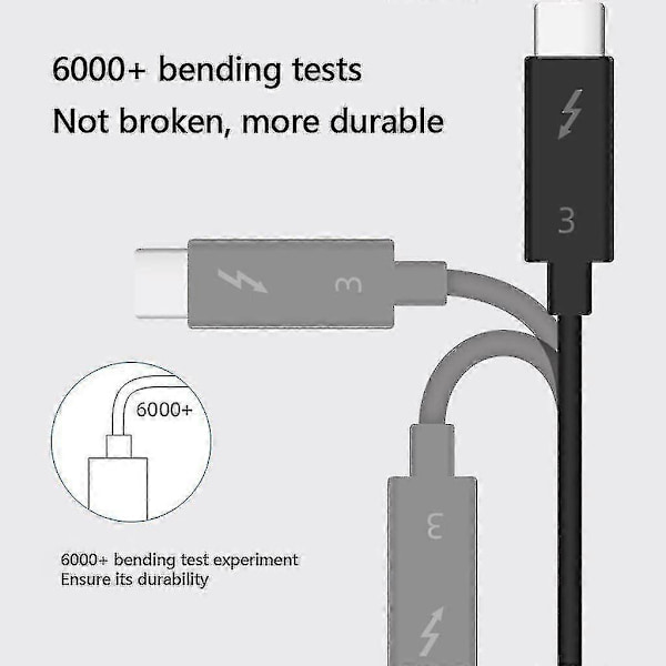 Thunderbolt 3-kabel stöder 100 W snabbladdning 0,7 m 40 Gbit/s dataöverföring