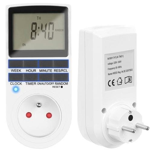 Digital Timeruttak, 230V 16A, Programmerbar Ukentlig, Energibesparende, for Hjemmekontor