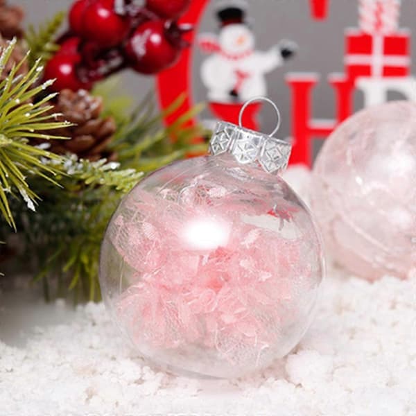Ransparent Julekulepynt Julekuler Julekule for Hjemmeheng pink