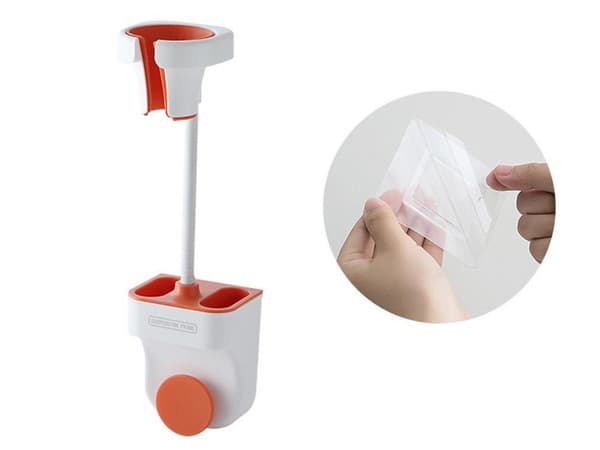 Justerbar Hårtorkshållare, Väggmonterad, Svängarm, för de flesta hårtorkar, Vit-Orange