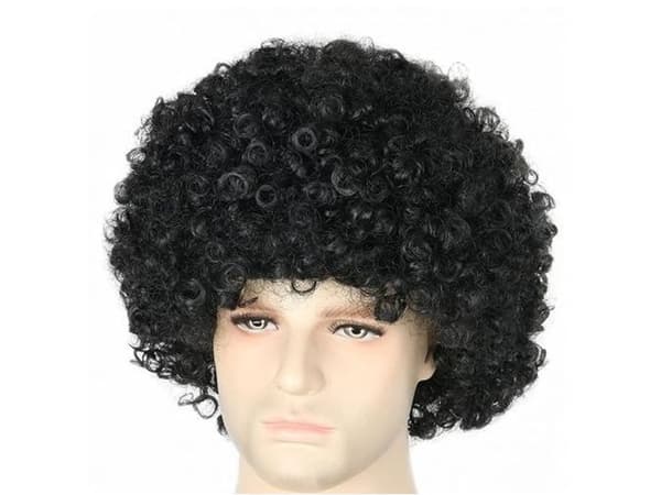 Krusset Disco Paryk, Sort, One Size, til Fest Karneval Tema Kostume