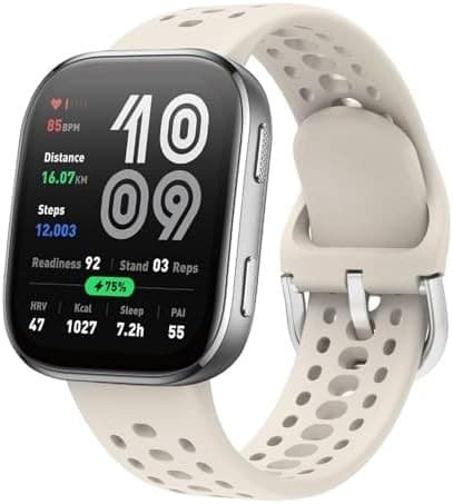 Silikone urrem kompatibel med Amazfit Active 2, slidstærk åndbar, beige