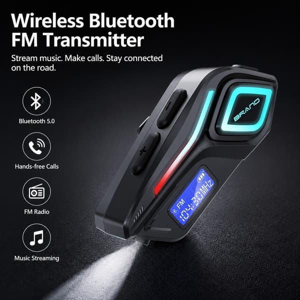 Bluetooth Motorcykelhjelm Headset, 2-i-1 med Mikrofon, Støjreduktion, Stereolyd, Sort