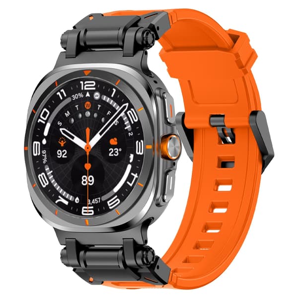 Silikone urrem til Samsung Galaxy Watch Ultra 47mm, Sort Orange, Quick Release