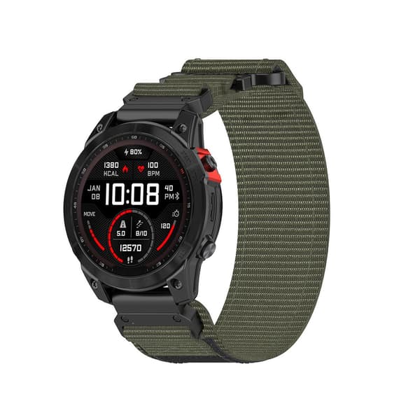 20 mm urrem til Garmin Fenix/Instinct/Descent/Epix, grå, nylon, quick release