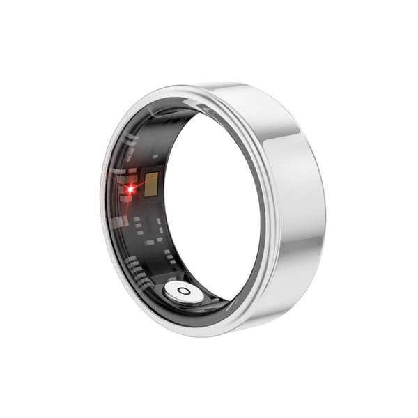 Smart Ring, Sølv, Størrelse 10, 30-dages batteri, IP68 Vandtæt, Puls- & SpO2- & Søvntracker